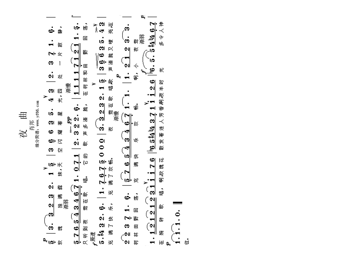 夜曲高清手机移动歌谱简谱