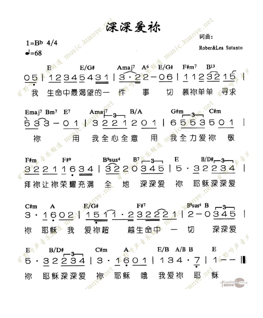 深深爱你高清手机移动歌谱简谱