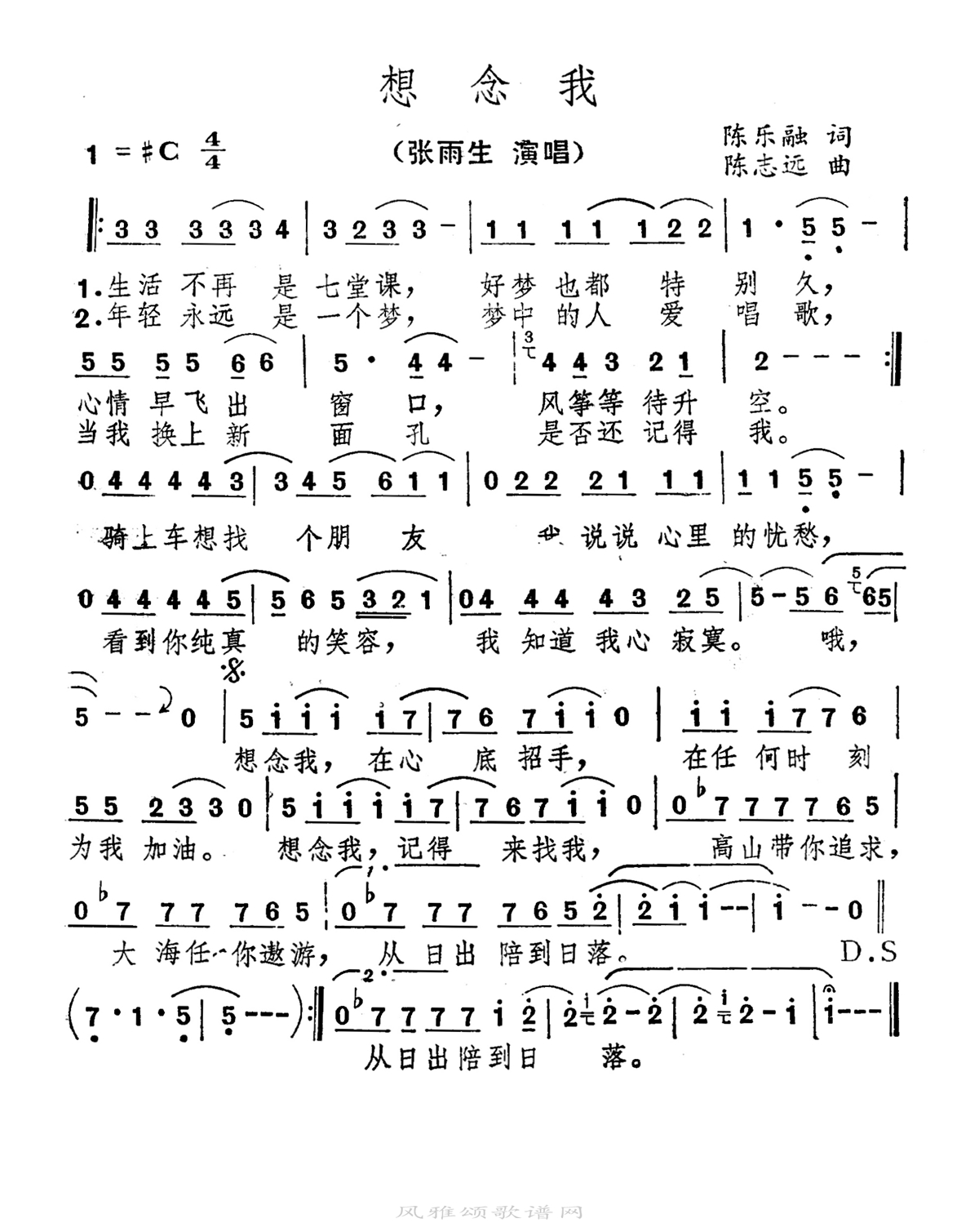 口是心非吉他谱_张雨生_C调简单版_弹唱六线谱_吉他简谱 - 酷琴谱