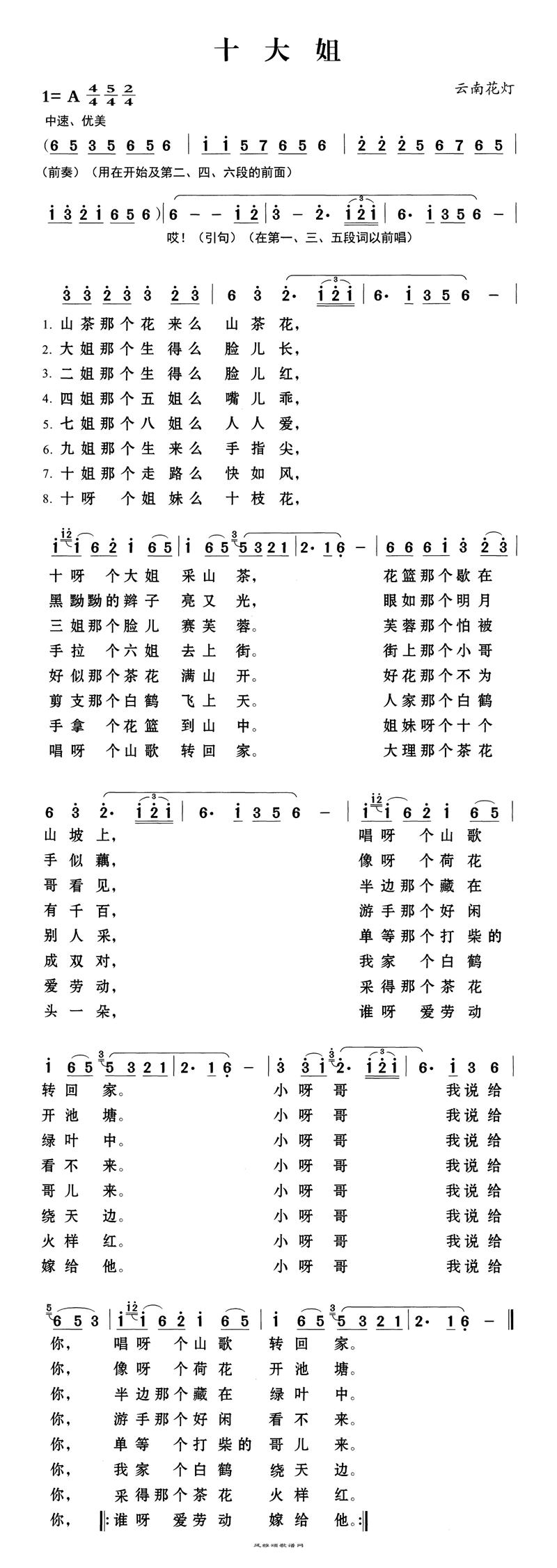 十大姐高清手机移动歌谱简谱