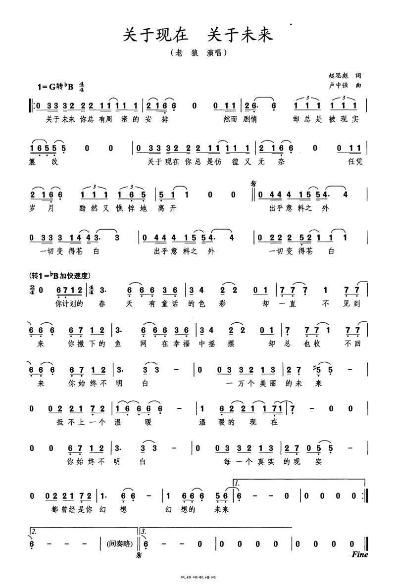 关于现在关于未来高清手机移动歌谱简谱